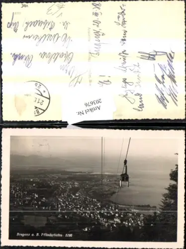 Bregenz a. Bodensee Totale m. Pfänderbahn Seilschwebebahn pub J. Bader 1195