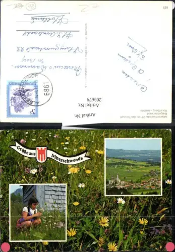 Alberschwende Totale Wiese Mächen b. Blumen pflücken Mehrbildkarte