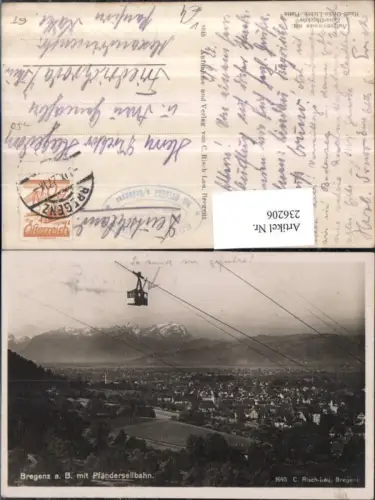 236206,Bregenz am Bodensee Totale m. Pfänderbahn Seilbahn Gondel pub Risch-Lau 1645