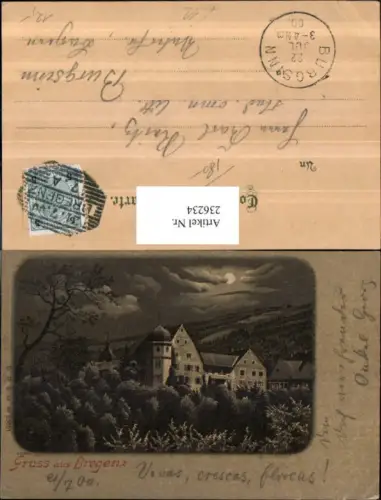 236234,Gruß aus Bregenz Gourmet-Hotel Deuring Schlössle b. Mondschein Vollmond