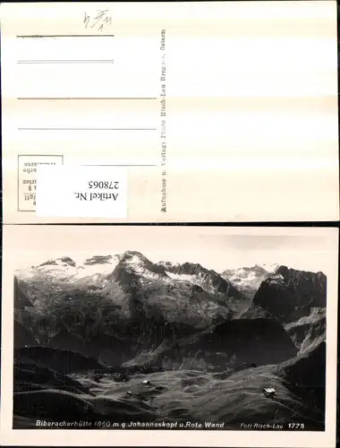 278065,Biberacherhütte Berghütte geg. Johaneskopf u. Rote Wand Bergkulisse b. Schröcken pub Foto Risch-Lau 1775