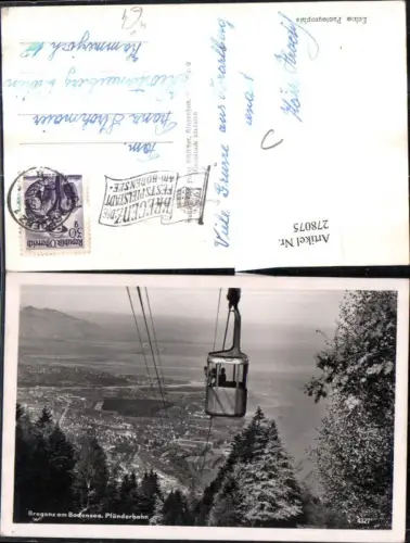 278075,Bregenz am Bodensee Totale Pfänderbahn Seilbahn pub Franz Schilcher 4327