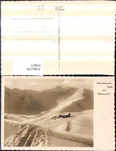 278077,Schwarzwasser-Hütte Berghütte m. Steinmandl Bergkulisse Winterbild b. Hirschegg
