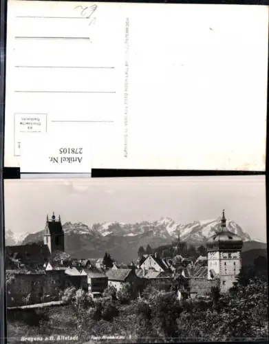 278105,Bregenz am Bodensee Altstadt Teilansicht Turm Kirche Bergkulisse pub Foto Risch-Lau 1