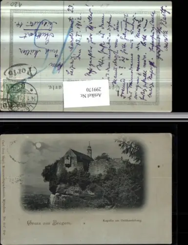 299170,Mond Litho AK Gruß aus Bregenz am Bodensee Kapelle am Gebhardsberg