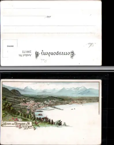299172,Litho AK Gruß aus Bregenz am Bodensee Totale Bergkulisse