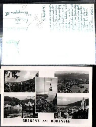307727,Bregenz am Bodensee Totale Seilbahn Dampfer Kirche Mehrbildkarte pub Franz Schilcher
