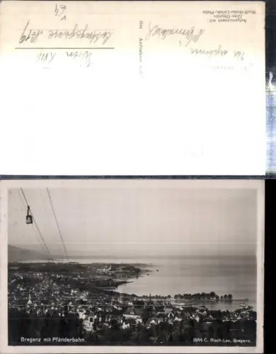 307729,Bregenz Totale m. Pfänderbahn Seilbahn pub Risch-Lau 1644