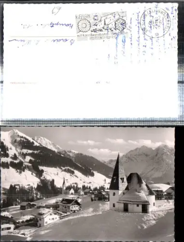307744,Hirschegg im Kleinwalsertal Totale Kirchen Bergkulisse Winterbild