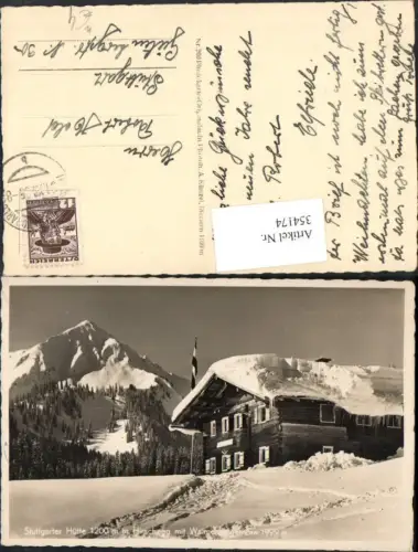 354174,Stuttgarter-Hütte Berghütte b. Hirschegg m. Walmendingerhorn Bergkulisse Winterbild