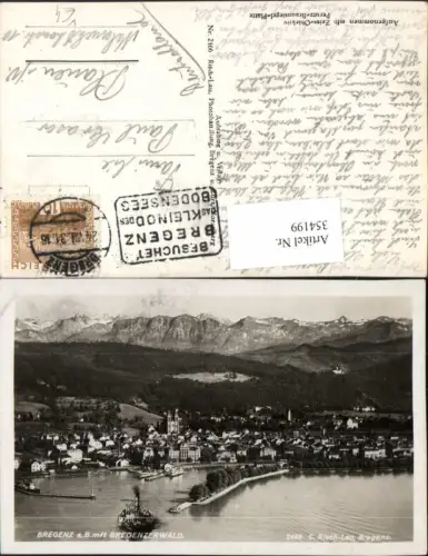 354199,Bregenz am Bodensee Totale Hafen Dampfer Bergkulisse pub Risch-Lau 2466