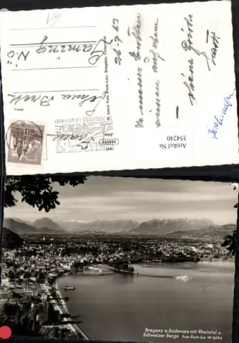 354240,Bregenz am Bodensee Totale m. Rheintal Bergkulisse pub Risch-Lau W6694