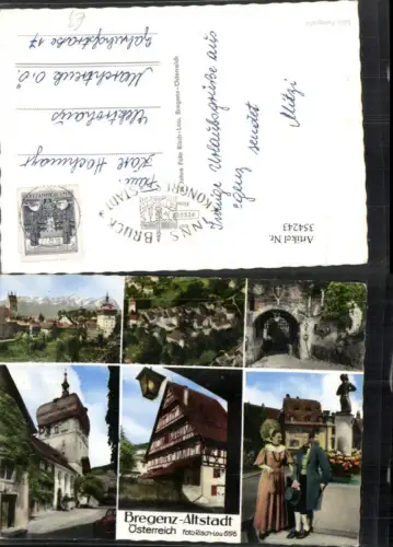 354243,Bregenz Altstadt Totale Turm Mehrbildkarte pub Risch-Lau 6196