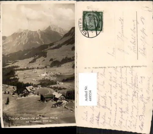449554,Blick v. Oberschöntal auf Riezlern Totale m. Nebelhorn Bergkulisse