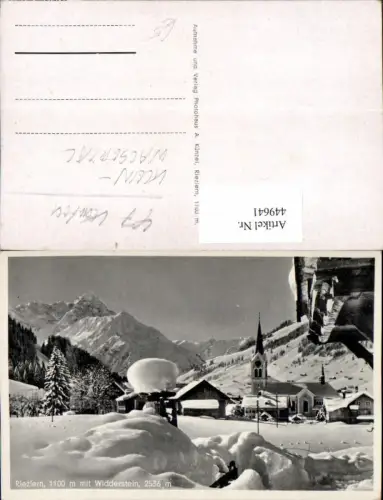 449641,Riezlern Teilansicht m. Widderstein Bergkulisse Winterbild