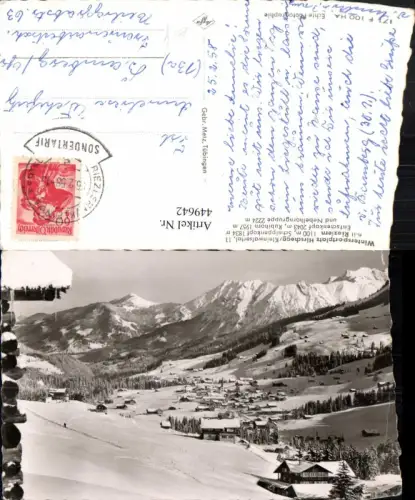 449642,Hirschegg Totale m. Riezlern Bergkulisse Winterbild