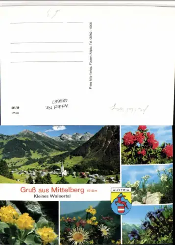 488667,Mittelberg Totale Blumen Enzian Edelweiß Mehrbildkarte