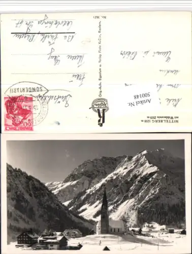 500148,Mittelberg Kirche m. Widderstein Bergkulisse Winterbild