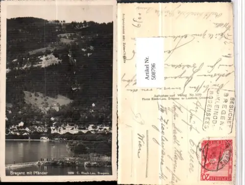 508796,Bregenz am Bodensee Teilansicht m. Pfänder pub Risch-Lau 1659