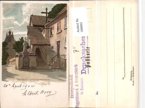 508802,Künstler Litho C. Biese Bregenz Kapuzinerkloster Aktiengesellschaft Konstanz
