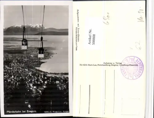 508808,Bregenz am Bodensee Totale Pfänderbahn Seilbahn pub Risch-Lau 1620b