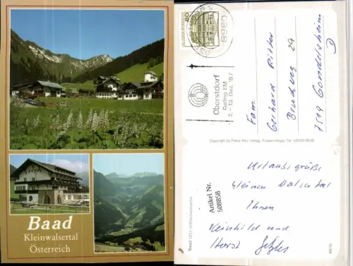 508858,Baad Totale Mehrbildkarte Oberstdorf Curling EM 1987 Stempel