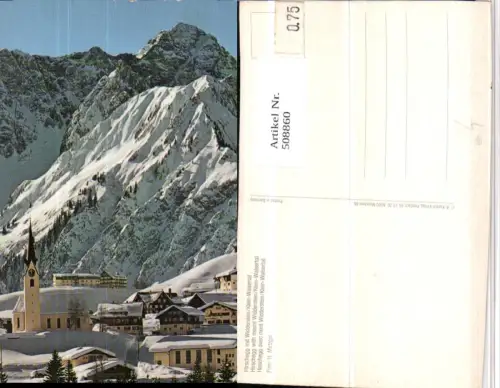 508860,Hirschegg Teilansicht Kirche m. Widderstein Bergkulisse Winterbild