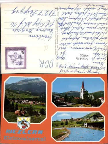 508930,Riezlern im Kleinwalsertal Totale Kirche Freibad Mehrbildkarte