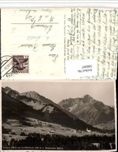 508997,Riezlern Totale m. Zwölferhorn u. Widderstein Bergkulisse