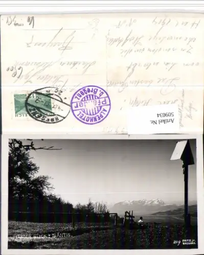 509034,Pfänder b. Bregenz Wegkreuz m. Säntis Bergkulisse pub Fritz jr. 209