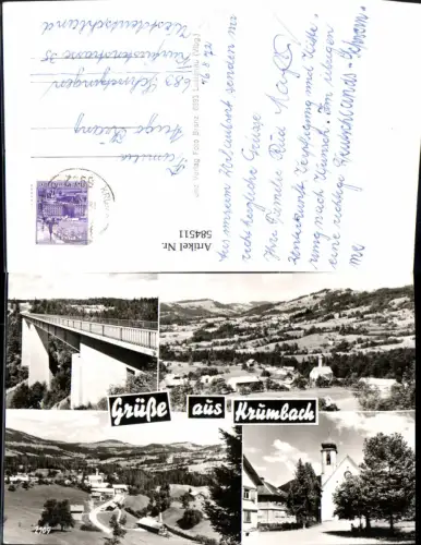 584511,Mehrbild Ak Krumbach Brücke Kirche