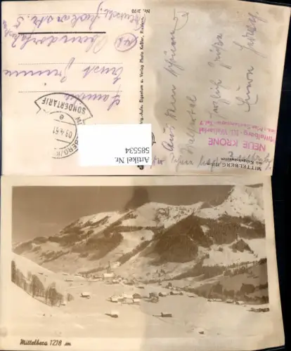 585534,Foto Ak Mittelberg m. Kuhgehrenspitze Kleinwalsertal