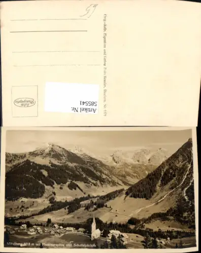 585541,Foto Ak Mittelberg m. Hammerspitze u. Schafalpköpfe Kleinwalsertal