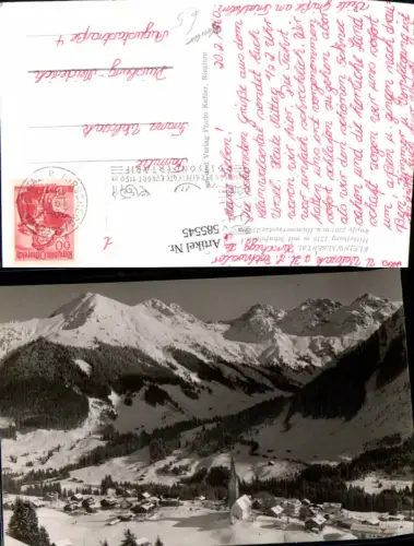 585545,Foto Ak Mittelberg m. Schafslpköpfe u. Hammerspitze i. Winter Kleinwalsertal