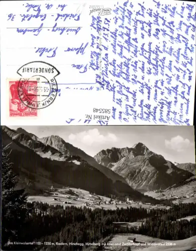 585548,Foto Ak Riezlern Hirschegg u. Mittelberg Elfer u. Zwölferkopf Widderstein Kleinwalsertal
