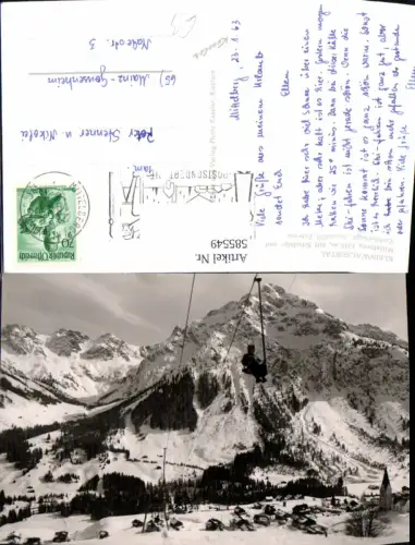 585549,Foto Ak Mittelberg m. Schafalp- u. Zwölferkopf Sessellift Zaferna Wintersport Kleinwalsertal