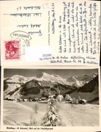 585552,Foto Ak Mittelberg Blick auf d. Schafalpgruppe i. Winter Kleinwalsertal Stempel Sondertarif