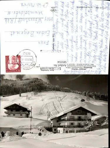 585554,Foto Ak Milchbar Mathies Mittelberg i. Winter Skilift Kleinwalsertal