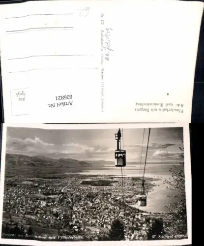 606821,Foto Ak Bregenz a. Bodensee Pfänderbahn Ach u. Rheinmündung Seilbahn Gondel