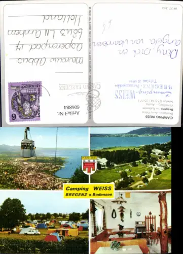 606884,Mehrbild Ak Bregenz a. Bodensee Camping Weiss Seilbahn Gondel