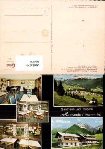 624737,Mehrbild Ak Riezlern Egg Kleinwalsertal Gasthaus Pension Hansahütte