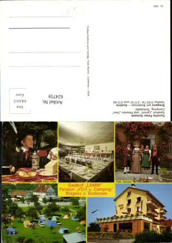 624759,Mehrbild Ak Bregenz a. Bodensee Gasthof Lamm u. Pension Vevi Tracht