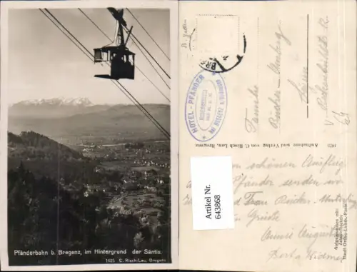 643868,Bregenz am Bodensee Seilbahn Pfänder Pfänderbahn pub Risch Lau 1625