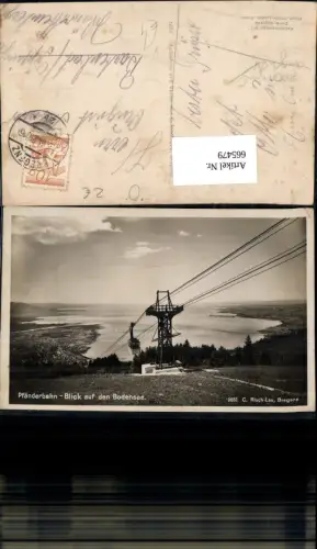 665479,Foto Ak Bregenz Pfänderbahn-Blick auf den Bodensee Seilbahn pub Risch-Lau 1651