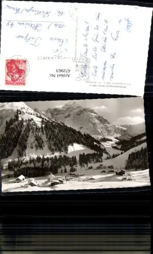 672963,Foto Ak Baad Mittelberg Kleinwalsertal mit Widderstein im Winter