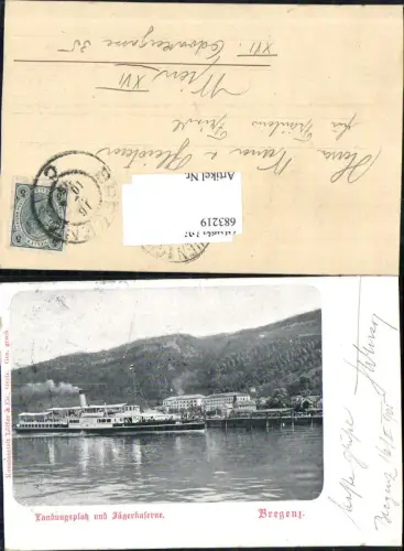 683219 tolle AK Bregenz am Bodensee Landungsplatz Jägerkaserne Kaserne Dampfer 1904