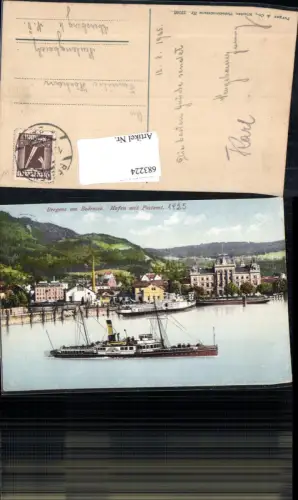 683224 Bregenz am Bodensee Dampfer Landungsplatz Hafen Postamt pub Purger e Co. 12766