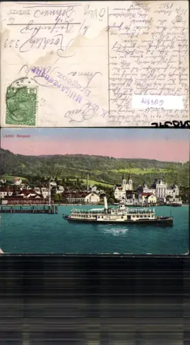694919 Bregenz am Bodensee Hafen Dampfer K.K. Postamt Feldpost Zensurstelle Zensur