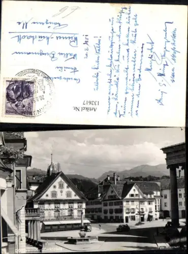 132617,Dornbirn Marktplatz Ansicht Brunnen Automobile 1951