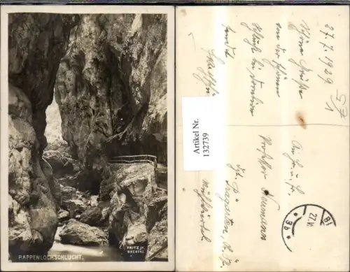 132739,Rappenlochschlucht Gütle Dornbirn Ansicht Schlucht Klettersteig 1929 pub Fritz